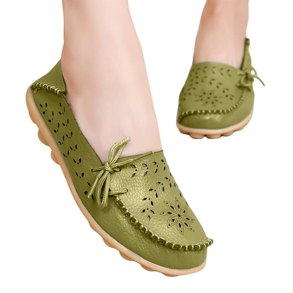 ORANDESIGNE Damen Segelschuhe Bootsschuhe Loafers Slipper Freizeit Schuhe Barfußschuh Weichen Leder Flache Schuhe Bequeme Fahr Schuhe Casual Slip On Atmungsaktiv Wanderschuhe