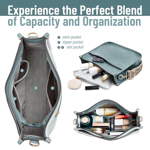 Image of WOOMADA Crossbody Bags for Women Vegan Leather Hobo Handbag Trendy Shoulder Bag with 2 Adjustable Strap(1pc-blue haze)