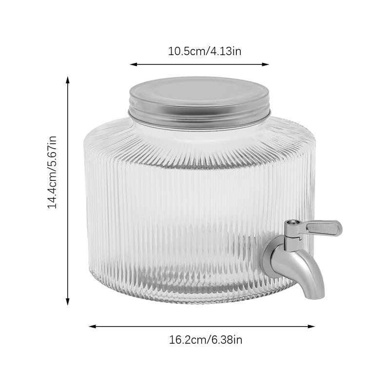 Dispensador de bebidas de cristal de 2,8 l con grifo de acero inoxidable y tapa, recipiente para bebidas para agua, zumos, vino, té helado, sangría, para frigorífico, fiesta, boda, hogar