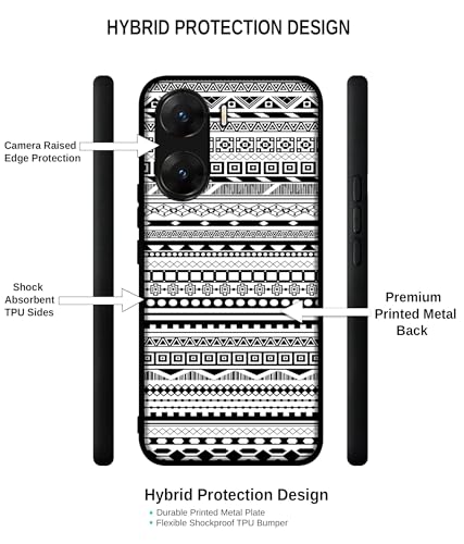 Image of Black & White Patterns Design Premium 2D Printed Metal Back Case Cover for Vivo V29E 5G