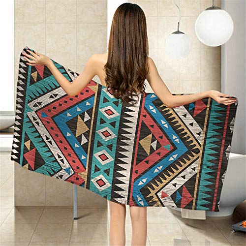 Moslion Soft Bath Towels Vintage Aztec Comfy Bathing/Beach/Camping Towel for Women Men Girls Boys Large Size 64x32 Inches