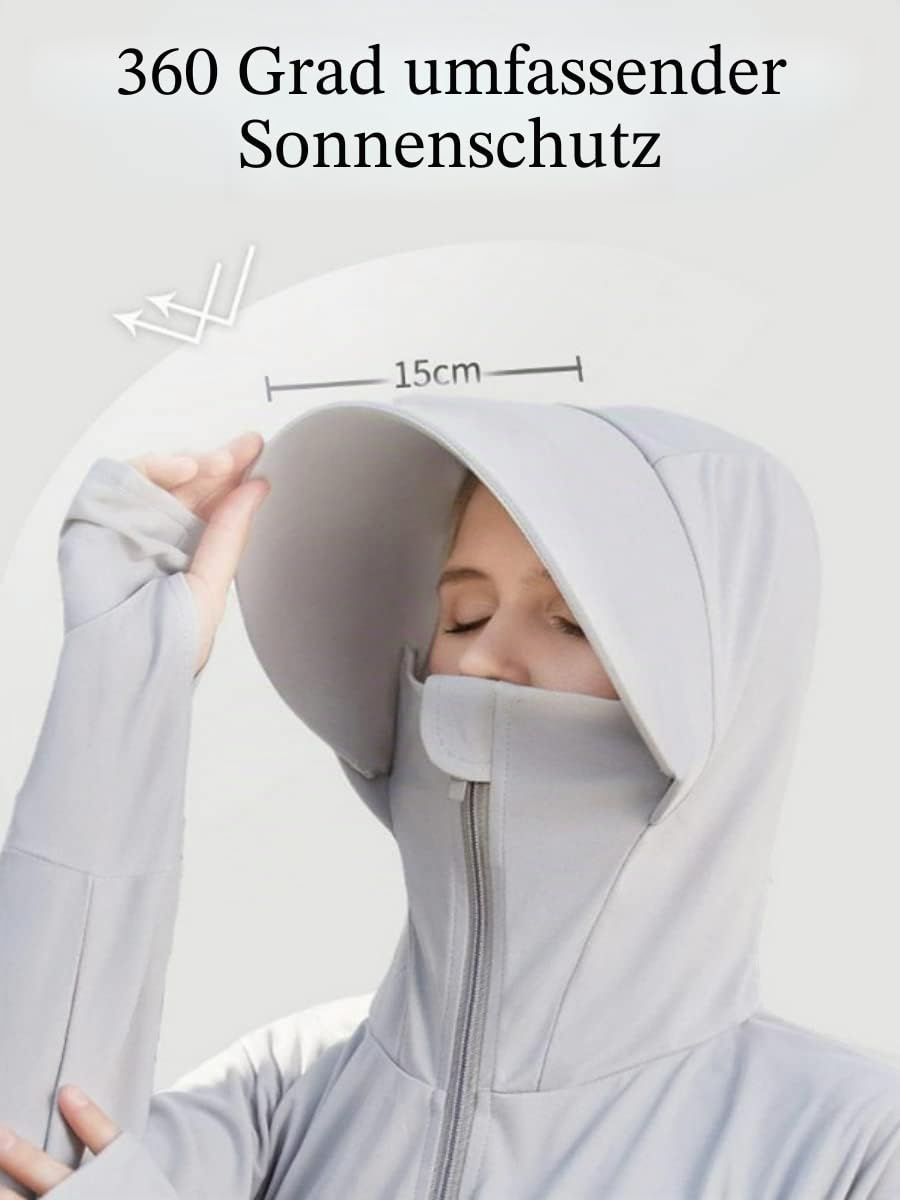 Damen-Sonnenschutzjacke, durchgehender Reißverschluss, LSF 50+, UV-Sonnenschutz, Kleidung, leicht, langärmelig, Kapuzenpullover, Sonnenshirt