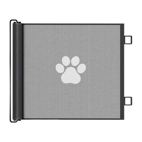 Puerta para bebé, barrera retráctil de malla, 43.3 x 30.7 pulgadas, auténtico diseño de montaje en pared, barreras compactas para mascotas, puerta para perros, puerta para porche, guardería, niños