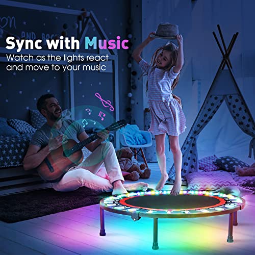 Lfsmvt Mini Trampoline Led Strip Lights, Rgbic Fitness Rebounder Lights With Bluetooth App & Remote Control, Music Sync, For 35-45 Inch Adults & Kids Trampolines, Usb Powered (Trampoline Not Include) #TOP4