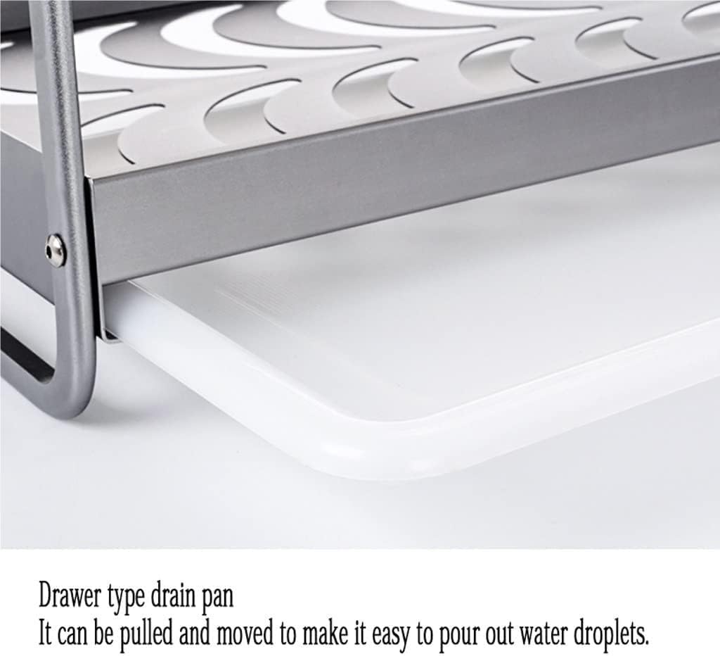 Dish Drying Rack 3 Tier Dish Rack Organizer with Utensil Knife Holder, Dish Drying Rack with Drain Board Drying Rack Kitchen