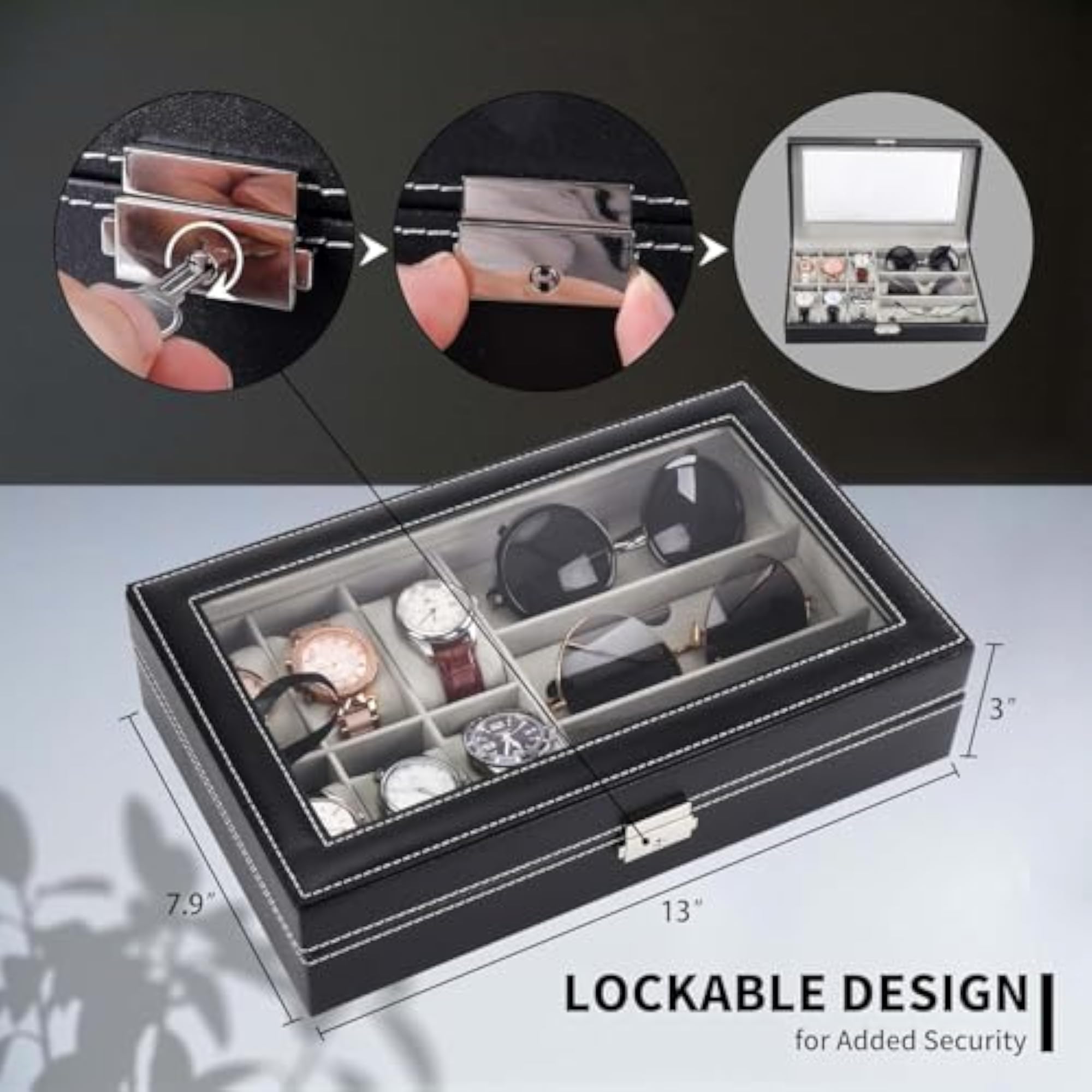 Men's & Women's 6 Slots Watch Box Organizer