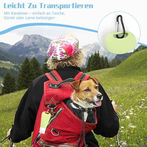 Deepton Futtertube zum Befüllen Hund 9 Stück, 90 ML Leberwurst Hunde Tube, Wiederverwendbar Reiseflaschen zum Befüllen, Silikon Futtertube mit Karabiner, Reinigungsbürste für Hundetraining, Unterwegs