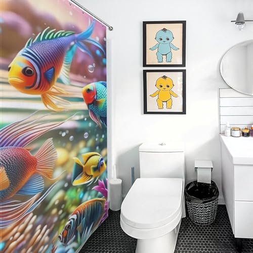 Rideau de douche poisson imperméable et lavable avec séchage rapide efficace - 3