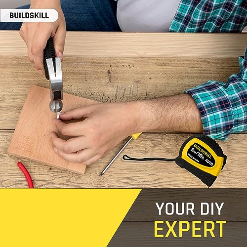 Image of Buildskill 3M Measuring Tape, Precision Measurement Tape, Inch Tape for Measurement with 16mm Width, Clear Visibility, Autolock, Lightweight, One Button Retraction, Made in India (Pack of 1)