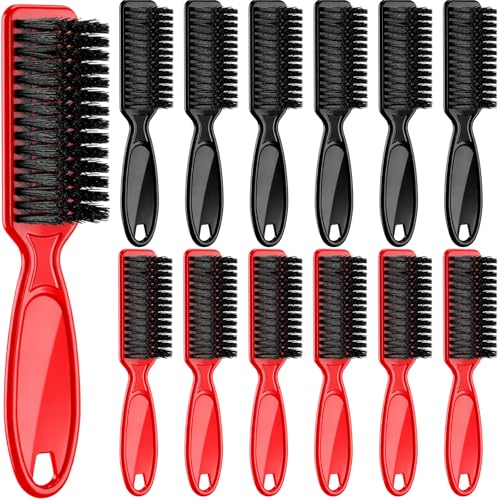 Patelai 12 Pcs Nail Clipper Brush for Barber Fade,Black, Red