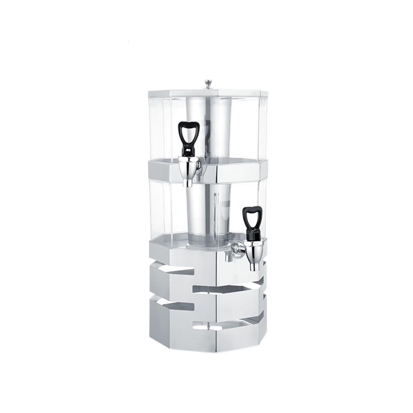 ASerZenith Juice Dispenser 4L Drink Dispenser For Parties Plastic Beverage Container With Stand For Juice Lemonade Clear With Spigot Ice Chamber(Silver-2F)