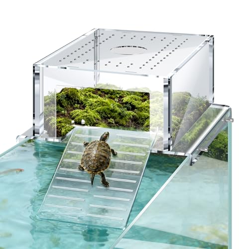 Turtle Topper Basking Platform for 17-19 Inch Wide Aquariums, Non-Slip Ramp Aquatic Turtles Sunbathing Dock, Aquatic Reptile Climbing Resting Terrace with Escape-Proof Design (Extra Large)