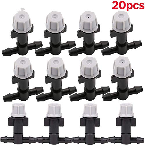 Spray Bottle 20PC micro-drop irrigation nozzle atomizer sprayer and 4 / 7mm barbed 6mm three-way connector nozzle greenhouse (Color : A)