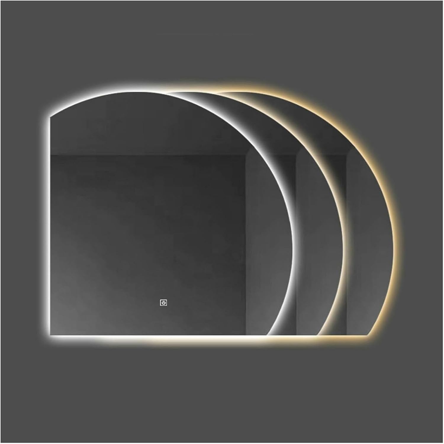 Irregular Decorative Mirror Semicircle with LED Lights, Wall Dressing Table for Light Sinks Shaped, Waterproof Bath Mirror and Illuminated Antiexplosion with an Intelligent Touch ~/