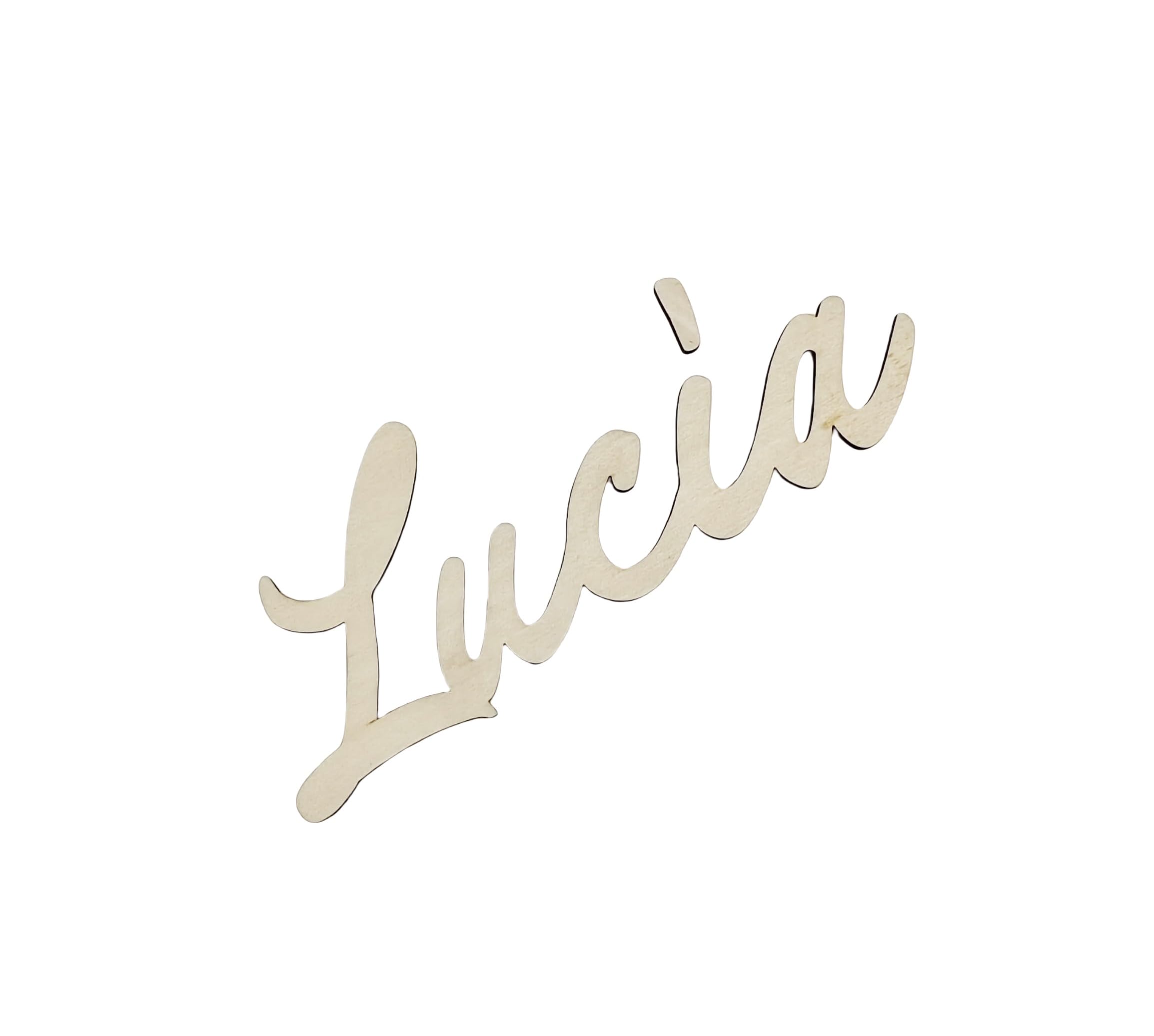 Lucia wooden sign, decorative names Lucia made of wood