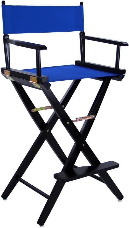 American Trails Extra-Wide Premium 30" Director's Chair Black Frame with Royal Blue Canvas, Bar Height Royal Blue 30 in Bar Height Classic
