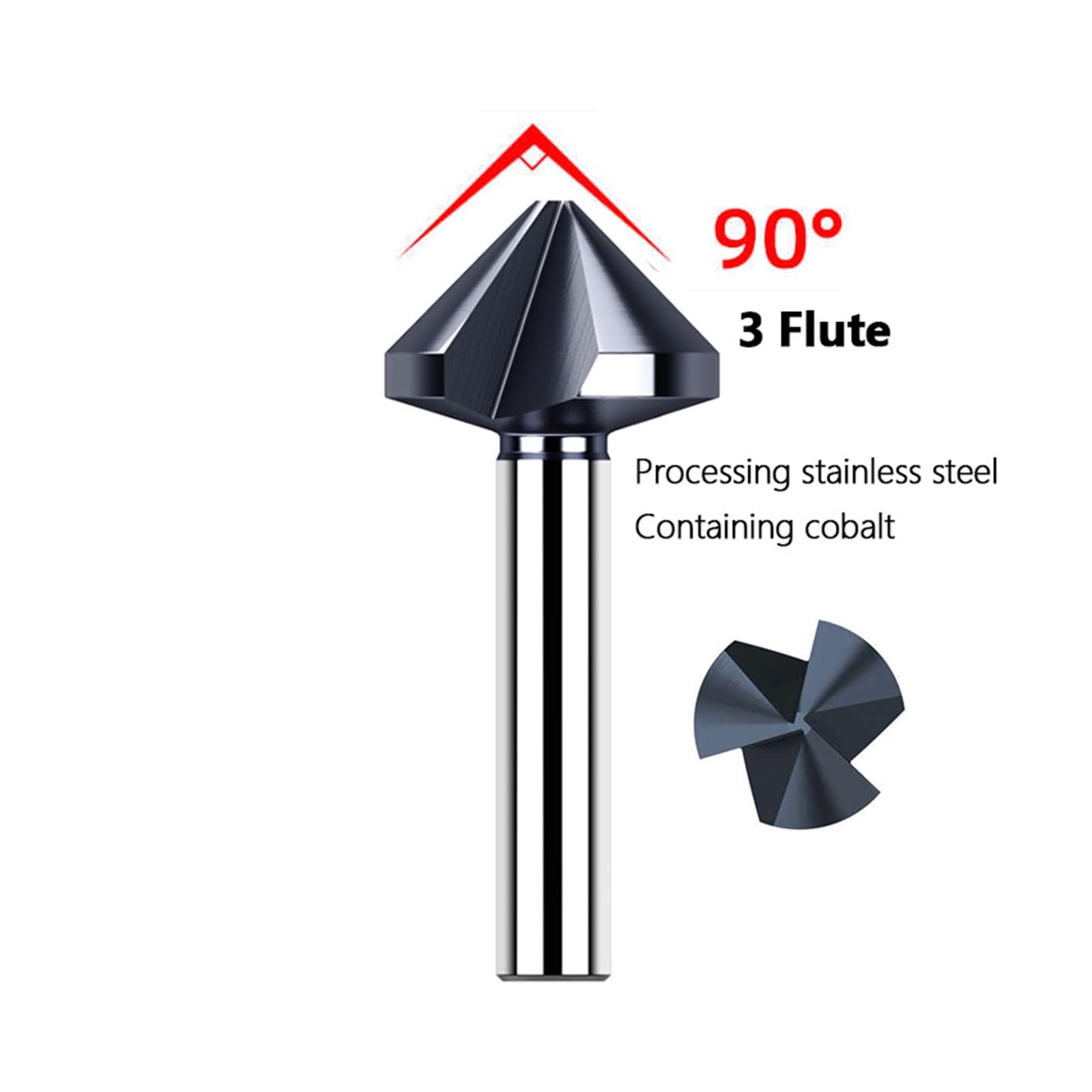 90 grados 1 3 avellanador de flauta acero de alta velocidad biselado herramienta de fresado de Metal cortador 6,3-60 taladro de orificio De-Durring de acero inoxidable