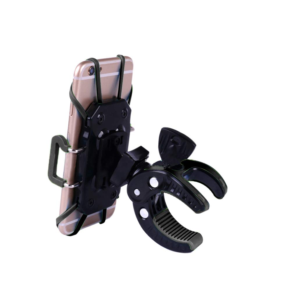 Soporte para bicicleta, ihens5, soporte para teléfono de bicicleta, soporte para teléfono móvil, soporte para teléfono móvil, con correa de goma, rotación de 360 grados, para iPhone X 7, 6S Plus, 5S, 5SE, Sony Samsung (negro)