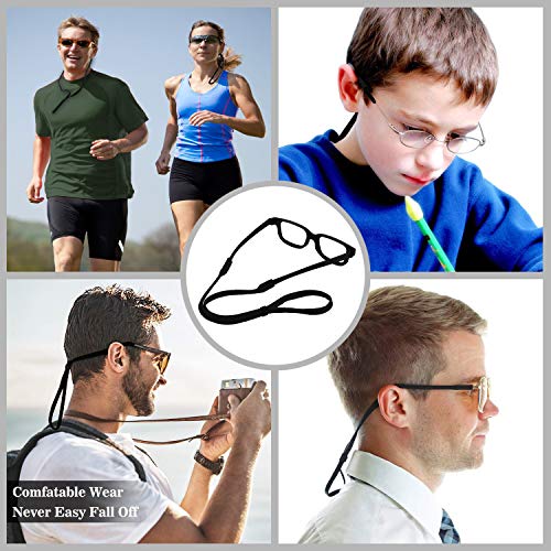 Hongfa Adjustable Eyewear Safety Glasses Eyeglasses Neck Cord String Lanyard Strap,Sunglasses Holder Straps,Set Of 5 (Black) #TOP4