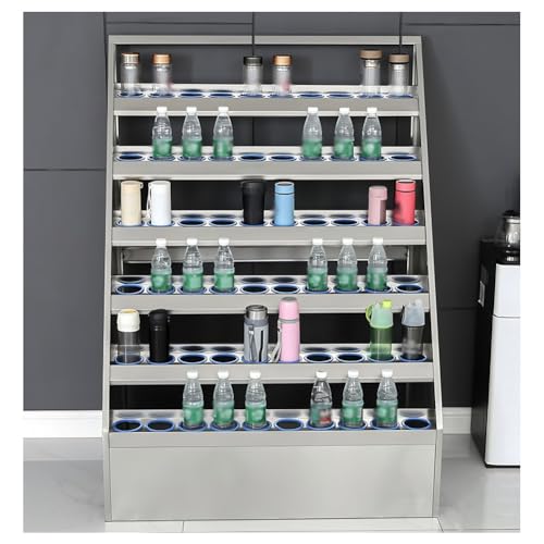 Organizador de botellas de agua de acero inoxidable, armarios de despensa para tazas de empleados, estante de almacenamiento vertical aislado para almacenamiento, almacén, laboratorio y centro