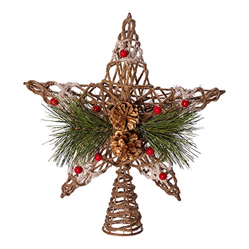 Kurt Adler 11-Inch Natural Star With Pinecones Treetop #TOP1