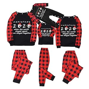 Kerst pyjama set voor familie – 2 stuks kerst nachtkleding set Kerstman rendieren print katoenen shirt met lange mouwen…