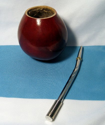 Argentina Mate Gourd Yerba Tea with Straw BOMBILLA 0059