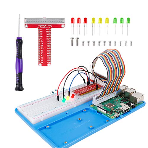 Image of SUNFOUNDER Breadboard Kit RAB Holder, 830 Points Solderless Circuit Breadboard, Jumper Wires, LED, Resistors Compatible with Arduino R3 MEGA & Raspberry Pi 4B, 3B+ Model B, 2B and 1B+