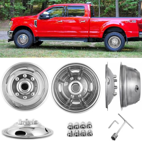 4pcs 17" Polished Stainless Steel Dually Wheel Simulators, Bolt On