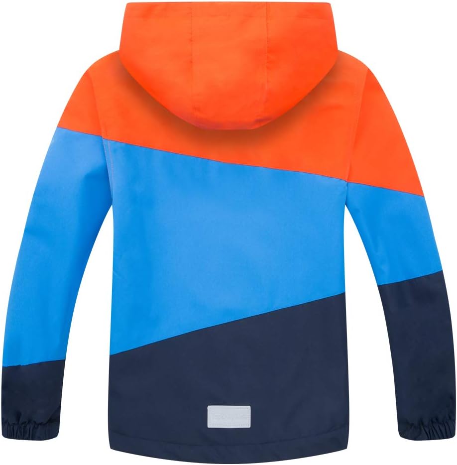 M2C Boys Girls Hooded Color Block Waterproof Fleece Lined Windbreaker Jacket - Image 2