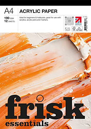 Frisk Essentials-Papel acrílico, Blanco, A4, 12 Cover
