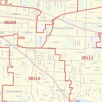 Memphis Area Code Map Memphis, Tennessee Zip Codes - 48" X 36" Laminated Wall Map : Amazon.co.uk:  Stationery & Office Supplies