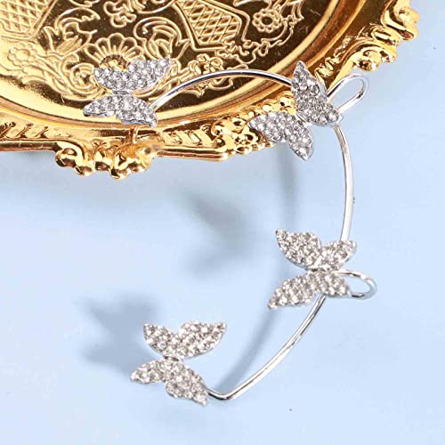 Yheakne Butterfly Ear Cuff Earrings Silver Rhinestone Butterfly Wrap Crawler Earrings Cz Full Ear Earrings No Piercing Earrings Jewelry For Women And Girls Animal Earrings (Silver) #TOP5