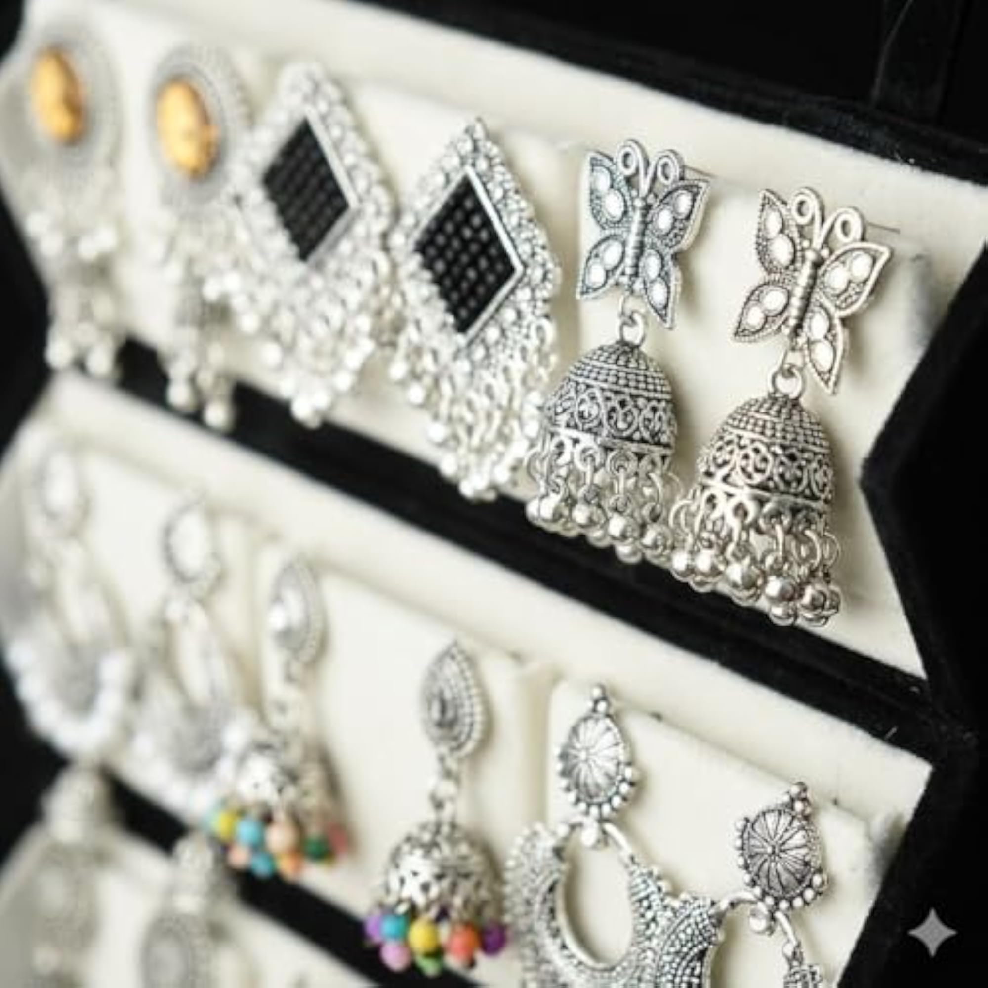 Velvet Earring Organizer Box, Tri-Fold Display Case