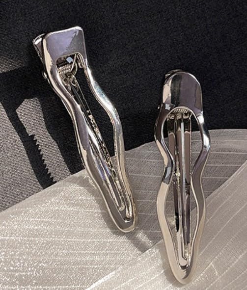 Miniatura 3 de 4 pinzas para el cabello onduladas de metal plateado, pasadores para el cabello, pinzas de pelo de cocodrilo, pinzas para el cabello pequeñas,