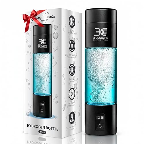 3C Hydrogen Water Bottle – Boost Energy, Detox & Speeds Recovery – Certified H₂ Generator (Up to 6000+ PPB) – Japanese SPE/PEM Tech – 5 & 10 Min Dual Modes with LED Display, USB-C Rechargeable, 9.1 OZ