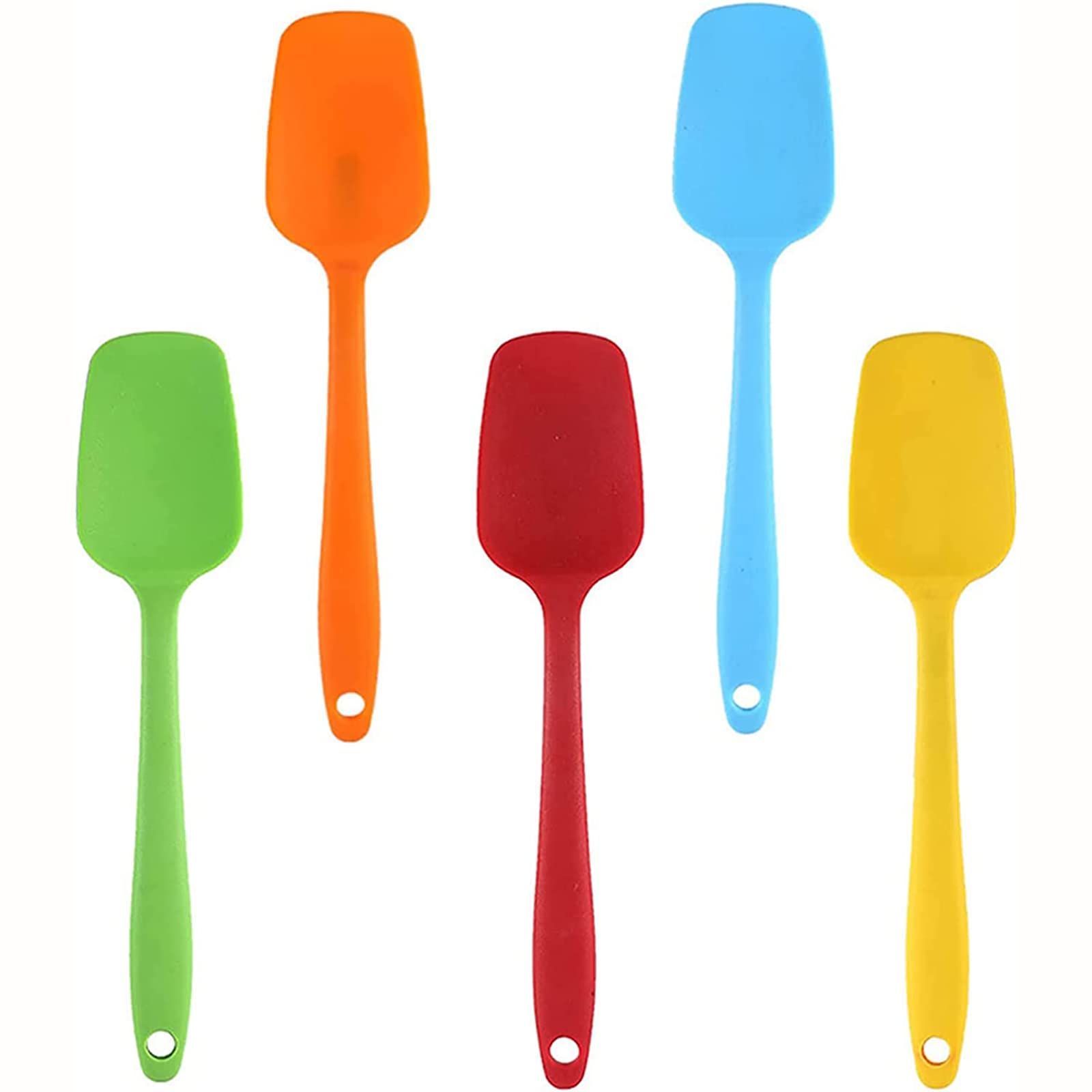 5 PCS Silicone Spoons, Silicone Spatula, Heat Resistant Non-Stick Silicone Rubber Spatulas Scrapers,Silicone Spoons for Cooking Baking Utensils Tools for Cooking Baking