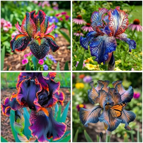 Mixrug 75+ Mix Iris Seeds for Planting -Rare Exotic Bearded Iris Flower Seeds -Dwarf Flower Seeds Perennial Cold Hardy Non-GMO Heirloom for Garden Outdoor