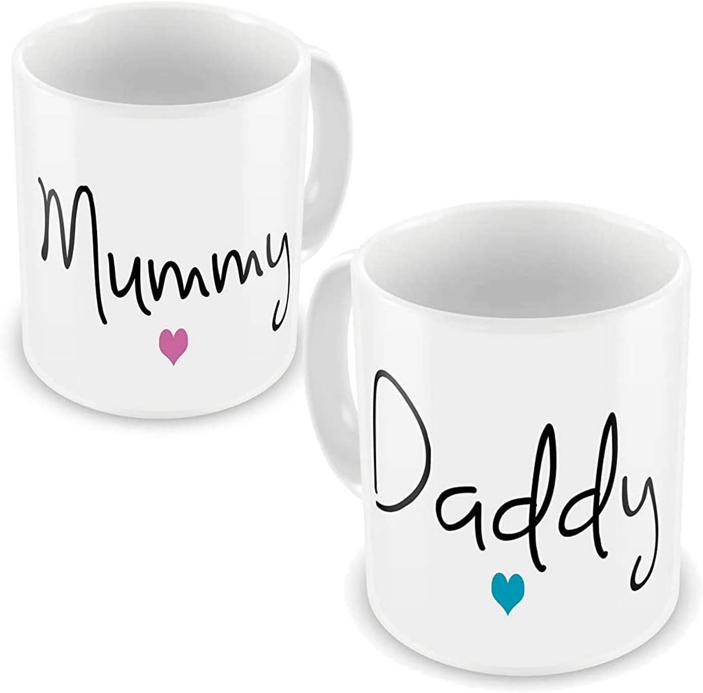 Faithful Prints Mummy & Daddy Mug Gift Set for New Parents, Mother, Father, Mum, Dad, Christmas Birthday Present Mugs