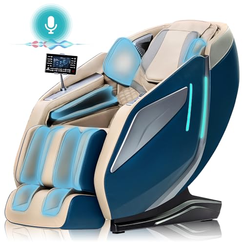 MeitFith 4D Massagesessel Ganzkörpermassage Shiatsu Massagematte Massagesessel mit Wärmefunktion Massage Stuhl Massage Chair fußmassagegerät, Blau