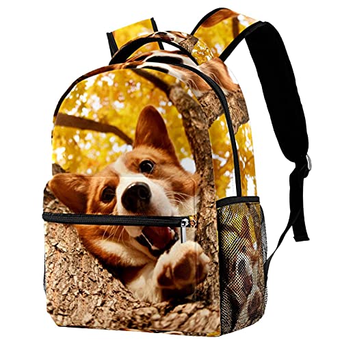 Sac à dos de voyage avec porte-bouteille intégré et motif Corgi