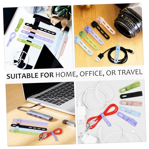 10 piezas organizador de cables de silicona para electrodomésticos, soporte para cable, gestión de cables bajo escritorio, reutilizable, para carga y escritorio miniatura 2