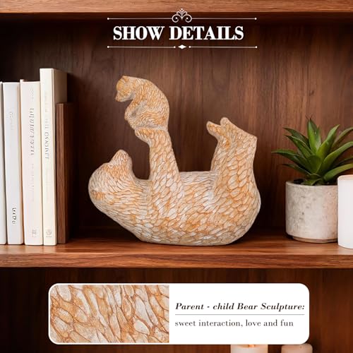 Figuras de osos madre e hijo en resina para decoración miniatura 2