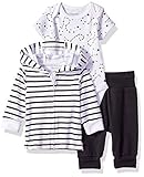 Hanes unisex baby Ultimate Flexy Knit Jogger With Bodysuit and Zippin Knit Hoodie Layette Set, Black Stripe, 6-12 Months US