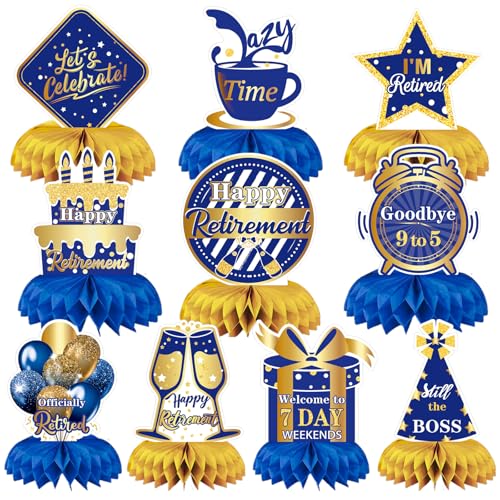 10-Piece Blue Gold Honeycomb Centerpieces
