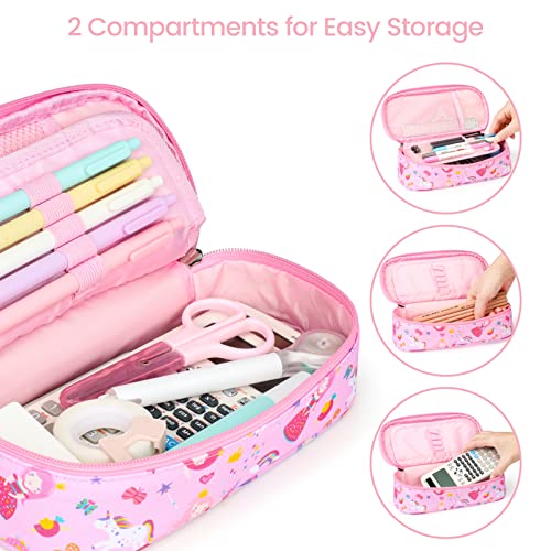 Image of Cambond Cute Pencil Case for Girls - School Pencil Pouch Kid, Pink Princess | Pencil Case for Kids Big Capacity Organizer Bag for Staionary, Aesthetic School Supplies Girls, Water-Resistent Pen Bag