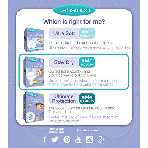Lansinoh Stay Dry Disposable Nursing Pads, 100 Count #TOP7