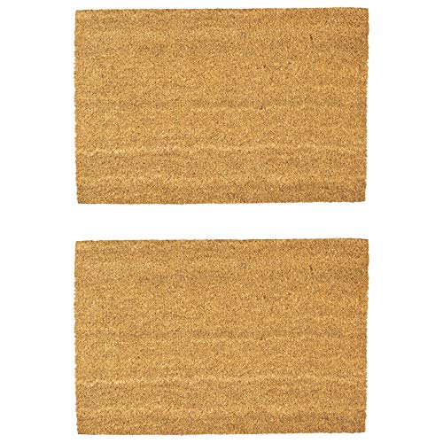 Nicola Spring Coir Door Mats - 90 x 60cm - Classic - Pack of 2 - Decorative Indoor Front Door Floor Mat Entry Dirt Trapper Rug Outdoor Boot Scraper Non Slip Backing Doormat
