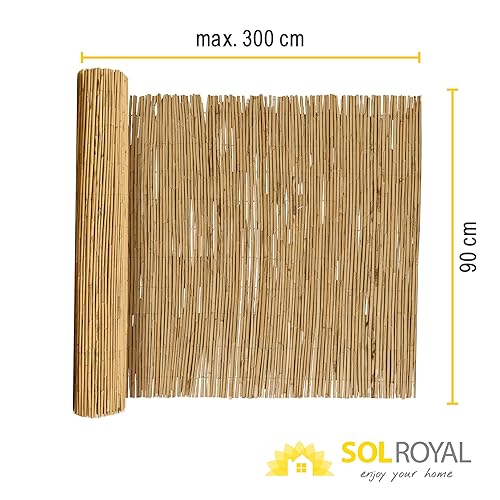 Sol Royal Schilfmatten Sichtschutz Zaun 90x300 cm SolVision S36 – langlebiger & witterungsbeständiger 100% Schilfrohrmatte Indoor & Outdoor für Balkon, Terrasse, Garten – Windschutz & Sonnenschutz