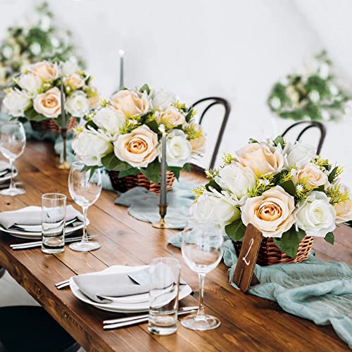 Fleurs artificielles en soie rose pour centre de table de mariage Sziqiqi paquet de 10